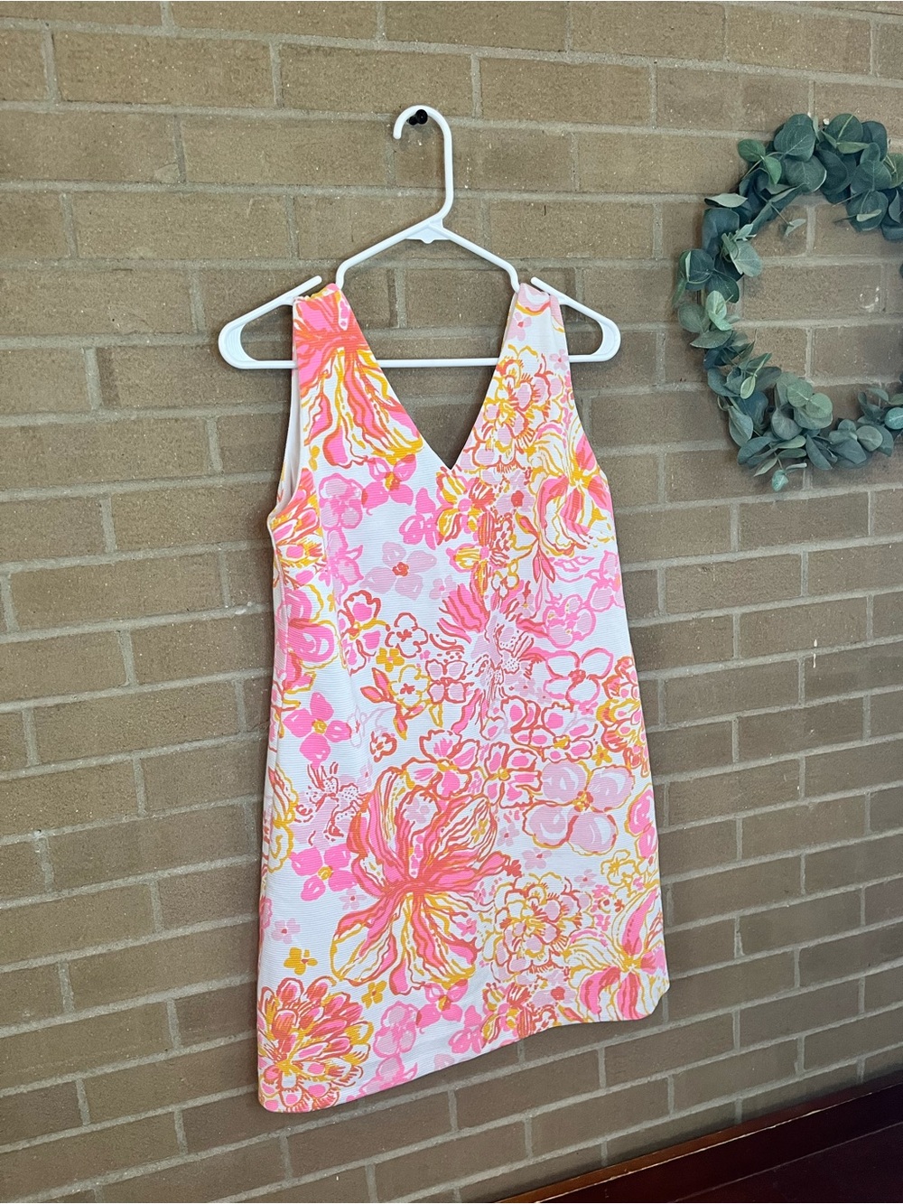 Lilly Pulitzer Pink & Yellow Floral V-Neck Mini Dress - Picture 3 of 5